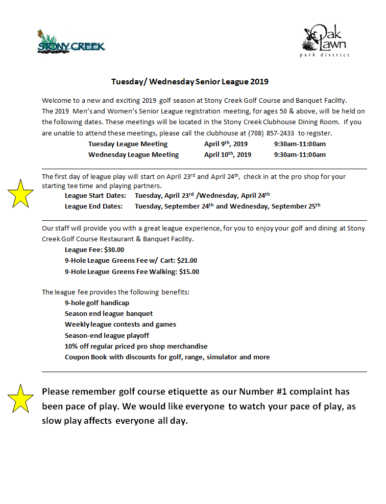 Leagues Stony Creek Golf Course