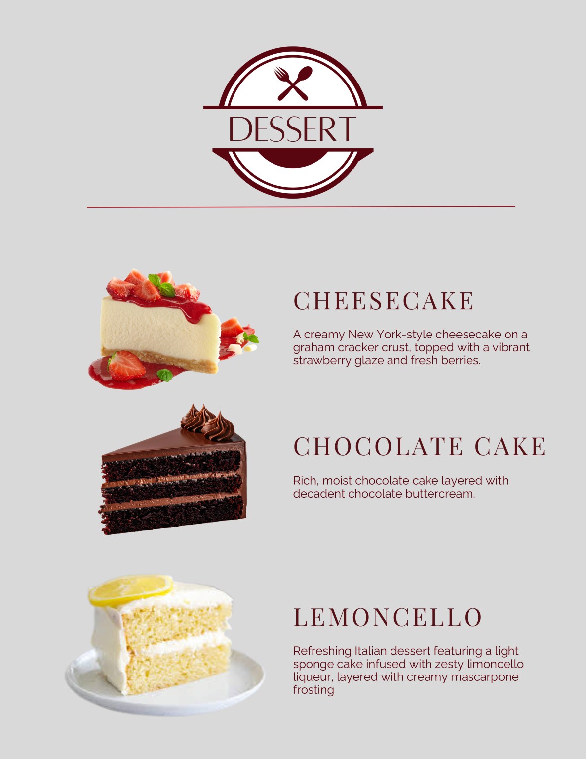 Dessert Menu 2026 Fish Fry